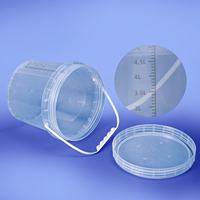 Seau en plastique PP gradué avec couvercle à vis, qualité alimentaire, 5L, 10L, 20L, 25L, pour l'emballage de crème glacée, de fromage, de fruits et de boissons