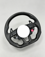 Volant sport personnalisé RS en fibre de carbone de luxe, cuir véritable, LED, démarrage à un bouton, pour mise à niveau Audi