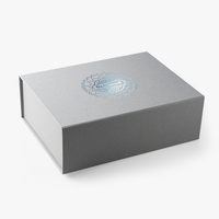 Boîte rigide magnétique pliable de luxe personnalisée en gris avec logo en relief, laminage mat, recyclable pour l'emballage de cadeaux et de cosmétiques