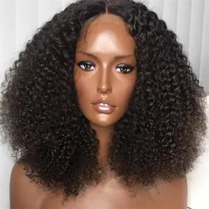 Atacado encaracolado máquina cheia de cabelo encaracolado, brasileiro remy cabelo humano perucas para mulheres negras