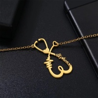 Collar con colgante de nombre personalizado a la moda, collar de estetoscopio de amor personalizado, regalo de cumpleaños para el Día de San Valentín para tu amante