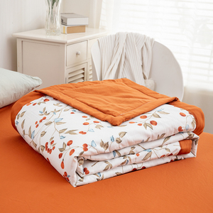 Hot Bán 4Pcs Mùa Hè Thân Thiện Với Môi Đơn Giản <span class=keywords><strong>Comforter</strong></span> Chăn Chăn Tấm Ga Giường Đặt Màu Cam Trái Cây In Hoa Thiết Kế Cho Nhà Sử Dụng - Product Image 5