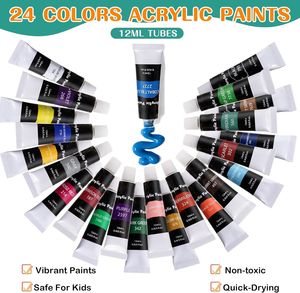 Ensemble de couleurs artistiques pour débutants, 45 pièces, peinture acrylique, brosse en nylon, palette de <span class=keywords><strong>chevalet</strong></span> en aluminium, boîte colorée, <span class=keywords><strong>kit</strong></span> cadeau - Product Image 4