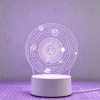Lampe de table en acrylique à LED sans fil 3D à changement de couleur, alimentation USB et piles AA, lampe de bureau à motif personnalisé
