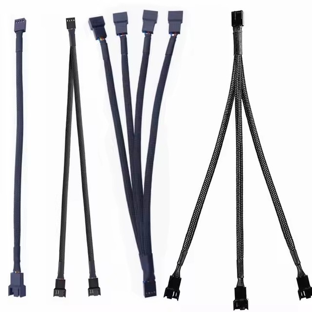 PWM Fan Splitter Cable Adapter 4 Pin 3 Pin Fan HUB 1 to 3 2 4 Converter Sleeved Braided Fan Y Splitter Extension Power Cable PC