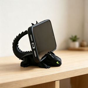 Cute Dragon Shaped Phone Holder 3D Printed White Mobile Phone Stand <b>Desk</b> <b>Accessory</b> - Product Image 2