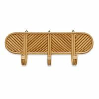 Ensemble de crochets muraux en rotin, porte-serviettes naturel tissé à la main, organisateur de salle de bain rustique, vente en gros OEM, crochets muraux