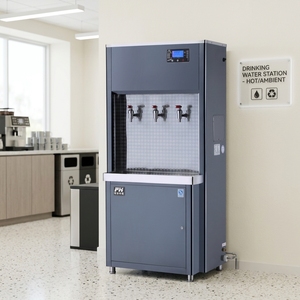 <span class=keywords><strong>Fontaine</strong></span> <span class=keywords><strong>à</strong></span> eau commerciale en acier inoxydable <span class=keywords><strong>à</strong></span> 3 robinets, chaud/froid, avec système de filtration, sur pied, grande capacité - Product Image 1