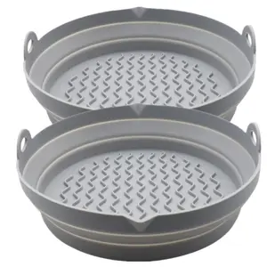 Nieuwe Aankomst Opvouwbare Ronde Lucht Friteuse Siliconen Baksel Non-Stick Siliconen Pot Mand Lucht Friteuse Mand