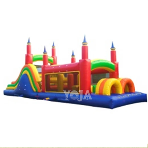 Carrera de obstáculos inflable arcoíris de nuevo diseño comercial con tobogán y soplador de aire - Product Image 1