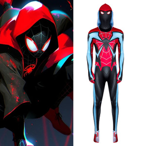 Costume de cosplay de <span class=keywords><strong>super</strong></span>-héros de haute qualité pour Halloween, combinaison en spandex pour adultes et enfants, costume de film Miles Morales - Product Image 1