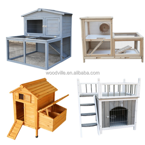 Offre Spéciale Woodville Cage pour animaux de compagnie pour petits animaux Maison de lapin en bois avec style simple et motif animal Matériau métallique pour lapin - Product Image 6