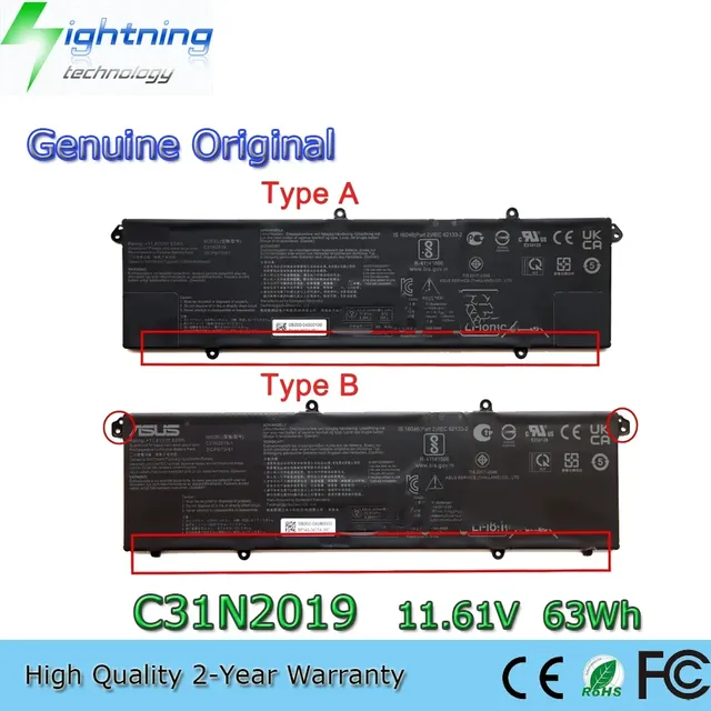 C31N2019 11.61V 63Wh Genuine Laptop Battery for Asus VivoBook Pro Pro 15 OLED M3500QC Pro 14X