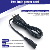 Câble d'alimentation CA à prise US, 2 broches, figure 8 C7 vers NEMA 1-15P pour ordinateur portable, imprimante mince, moniteur, projecteur, certifié ETL