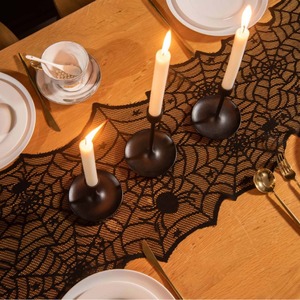 Halloween américain Toile d'araignée noire en dentelle Drapeau de table Cadeaux de fête Centres de table pour la maison Chemins de table - Product Image 4