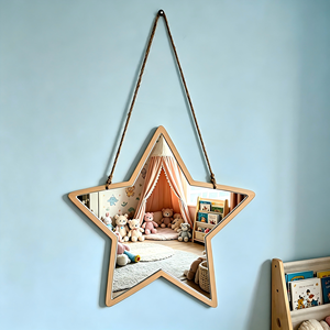 <span class=keywords><strong>Specchio</strong></span> <span class=keywords><strong>da</strong></span> Parete a Forma di Stella in Legno, Decorazione per <span class=keywords><strong>Cameretta</strong></span>, <span class=keywords><strong>Specchio</strong></span> ad Alta Definizione <span class=keywords><strong>da</strong></span> Appendere per Bambini e Stanza dei Bambini - Product Image 4