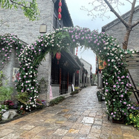 Mur de fleurs artificielles en soie, style pastoral, avec roses et verdure, pour décoration de toile de fond intérieure et extérieure, mariages et Noël