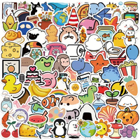 100 autocollants animaux en vinyle découpés sur mesure, imperméables, brillants/mats, mignons, de dessins animés (chat, chien, panda), esthétiques pour enfants, promotionnels