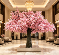 Dekorasi Latar Belakang Pernikahan Bagang Merah Putih Pink, Centerpiece Meja Bunga, Pohon Bunga Sakura Buatan