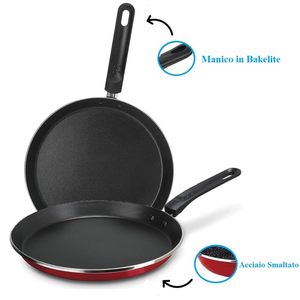 Poêle à crêpes antiadhésive en acier émaillé 26 cm, revêtement double couche, poignée ergonomique - Product Image 3