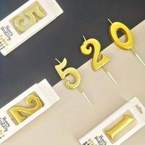 梅里祝生日快乐0 1 2 3 4 5 6 7 8 9蛋糕编号蜡烛金色编号蜡烛蛋糕装饰用品 - Product Image 5