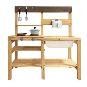 Ensemble de jouets de maison de jeu préscolaire écologique en bois, <span class=keywords><strong>cuisine</strong></span> de terre cuite d'extérieur, simule une <span class=keywords><strong>cuisine</strong></span> de jeu pour enfants, jeu de rôle - Product Image 1