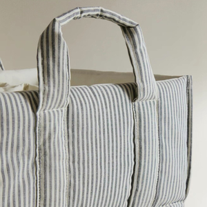 Organizador de Pañales Portátil para Bebé, Cesta de Almacenamiento para Guardería con Diseño a Rayas, Mezcla de Algodón Orgánico, con Asas y Múltiples Compartimentos - Product Image 4