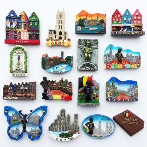 Europe country landscape building resin hand painted brussels belgium souvenir fridge magnet