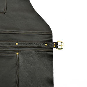 Delantal de babero con espalda cruzada de cuero resistente con correas ajustables y bolsillos para chefs, barberos, artesanos de barbacoa - Product Image 3