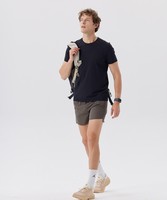 Shorts de sport pour hommes, sans couture, séparés, logo personnalisé, solides, légers, décontractés, en nylon, séchage rapide, respirants, tissés