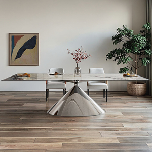 <span class=keywords><strong>Table</strong></span> rectangulaire de salle à manger au design moderne et élégant Art Déco <span class=keywords><strong>avec</strong></span> <span class=keywords><strong>plateau</strong></span> <span class=keywords><strong>en</strong></span> <span class=keywords><strong>ardoise</strong></span> et <span class=keywords><strong>table</strong></span> fixe <span class=keywords><strong>en</strong></span> gris clair - Product Image 1