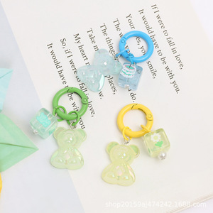 Mignon dessin animé ours voiture porte-clés pendentif créatif frais graphique bloc accessoires étui pour écouteurs sac décoration - Product Image 4