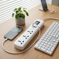 Protector de Voltaje JIUJI JJSVA-QCR3 con 3 Tomas de Corriente USB y Voltaje/Corriente Ajustables para Refrigerador