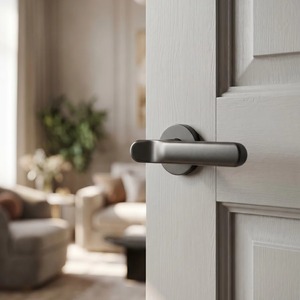 Manija de puerta de níquel negro, palanca de puerta interior simétrica, manija de control de puerta para entrada de apartamento/hotel, cerraduras con barras de tracción - Product Image 3