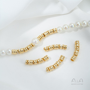 Accessoires de bijoux en perles faits à la main pour un <span class=keywords><strong>collier</strong></span> en forme de téléphone incurvé en tube lisse plaqué or 14 carats - Product Image 2
