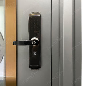 Puerta de Entrada de Acero Inoxidable Color Bronce con Vidrio Esmerilado Color Dorado con Grano Vertical de Dubai Cast - Product Image 5