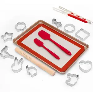 NEW Kids Baking Tools Set with Rolling Pin Silicone Baking Mat Cooking Cookies Baking Supplier Baking Sheet Tray Kits