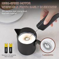 Mousseur à lait électrique portatif, fouet en acier inoxydable, fonctionne sur piles, pour lattes, matcha et autres boissons