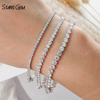 Pulsera de Diamantes Cultivados en Laboratorio, Oro Sólido de 10K, Bañado en Rodio, Certificado IGI, Corte Brillante, Color E, Estilo Clásico, Unisex, 2.4-4g