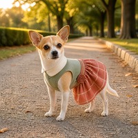 Vêtements personnalisés pour animaux de compagnie : Robe pour chien sans manches à col rond, jupe à motif losanges et rosette, pour fête de printemps, pour chiots et chats, vente en gros OEM