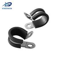 Colliers de serrage en acier galvanisé avec revêtement en caoutchouc, type P, 18 mm, pour fixation de câbles et tuyaux, colliers de serrage fixes pour flexibles