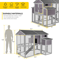 Poulailler moderne en bois de sapin pour l'extérieur, grand format, avec deux nichoirs, enclos en grillage spacieux, toit en bois imperméable, haute qualité pour jardin