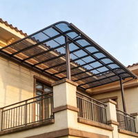 Auvent de terrasse en polycarbonate courbé de type R en aluminium, imperméable, avec gouttière intégrée, protection contre la pluie et les UV, pour terrasse et balcon