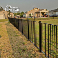 Fentech Durables 4 'X 6' Panel de valla de aluminio Ornamental Aluminio Flat Top 2 Rail Fence