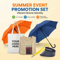 Kit promotionnel d'été personnalisé avec logo : T-shirt, sac en toile, parapluie, cordon tour de cou – Articles de marketing d'entreprise pour l'extérieur