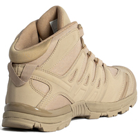 Bottes tactiques mi-hautes noires pour hommes, dessus en cuir et tissu, lacets élastiques, respirantes, semelle en caoutchouc antidérapante pour le travail en extérieur et la randonnée