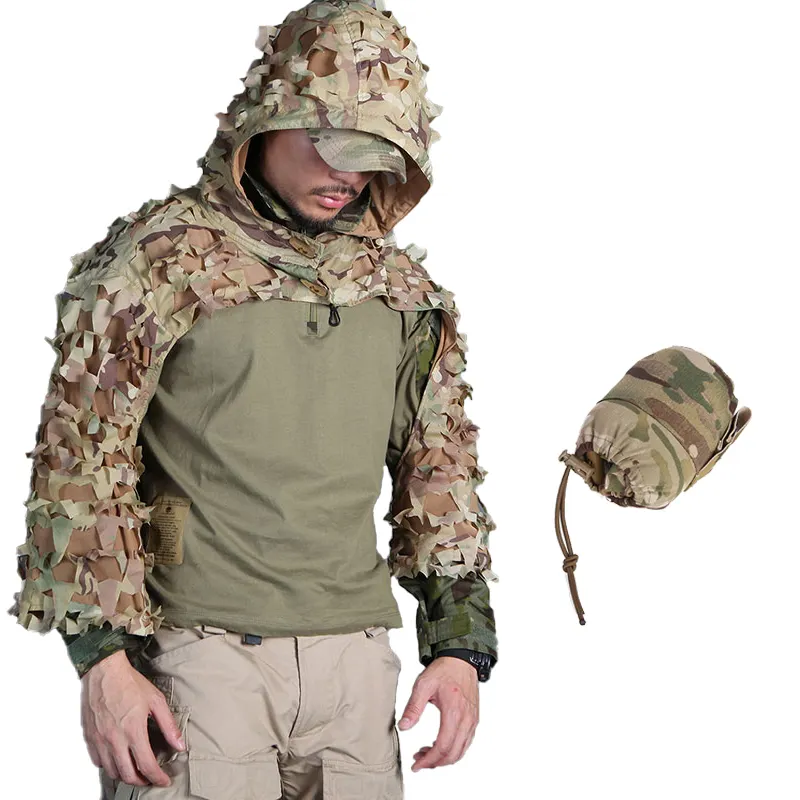 Vestito Ghillie mimetico per abbigliamento da caccia in Nylon Emersongear 1000D con taglio Laser da esterno leggero