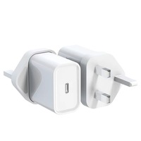 Chargeur mural USB-C 20W avec charge rapide PD 3.0, prise UK US EU disponible, adaptateur secteur 20W à charge rapide, port Type-C