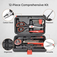 Ensemble d'outils à main durables de 12 pièces, kit d'outils multifonctionnel avec étui de transport pour projets de bricolage