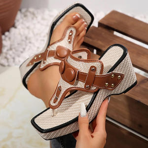 Sandalias de Verano para Mujer, Nuevo Estilo, Talla Grande, Punta Abierta, Plataforma con Tacón Grueso, Hebillas Metálicas, Sandalias de Playa - Product Image 5